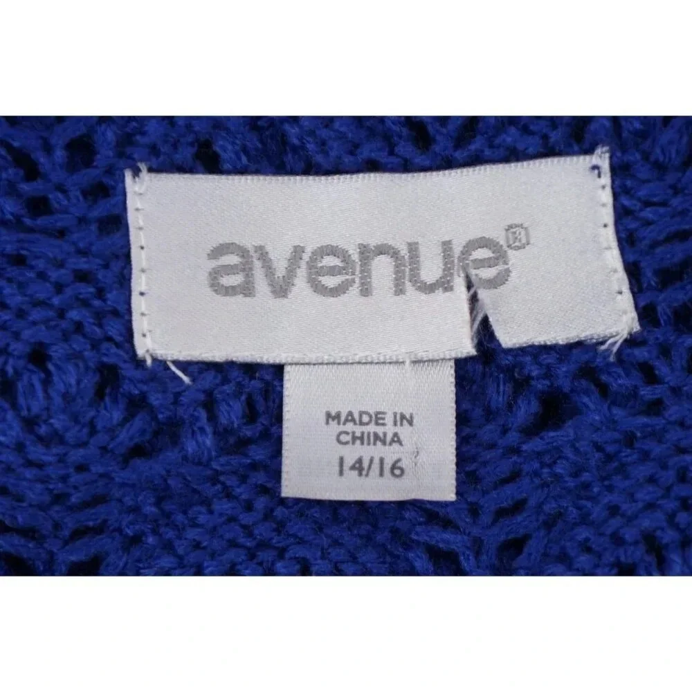 Avenue Sweater Women 14/16 Blue Long Tunic Round Neck Long Bell Sleeve Soft - Picture 3 of 9